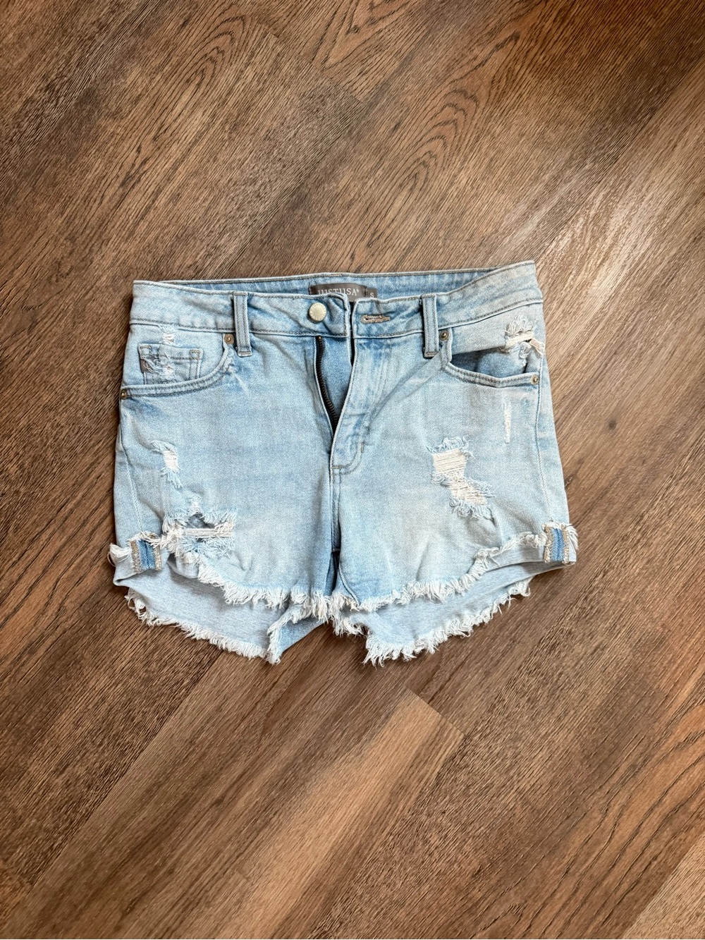 Just USA Light Blue Distressed Denim Shorts